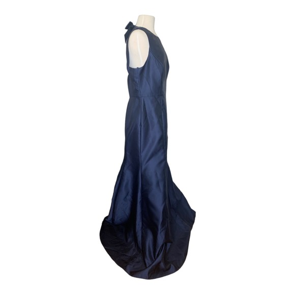 NWT Alfred Sung Princess Line Satin Twill Trumpet Maxi Dress Midnight Navy 16 - Picture 8 of 11